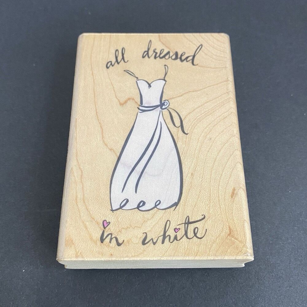 Inkadinkado Wood Mounted Rubber Stamp All Dressed In White Wedding Dress